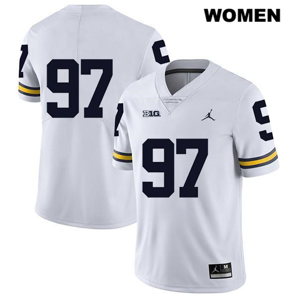 Women's NCAA Michigan Wolverines Aidan Hutchinson #97 No Name White Jordan Brand Authentic Stitched Legend Football College Jersey DD25K72QY